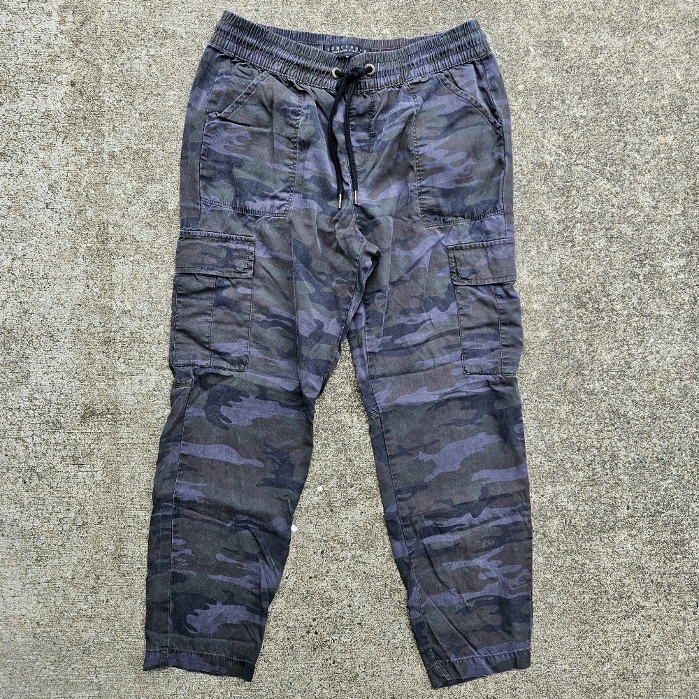 Sanctuary Blue Gray Camo Cargo Jogger Jumpsuit Casual Pants Women's Size 26